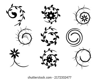 Hand drawn vector floral wreath with leaves for wedding and holiday. Decorative elements for design. Isolated