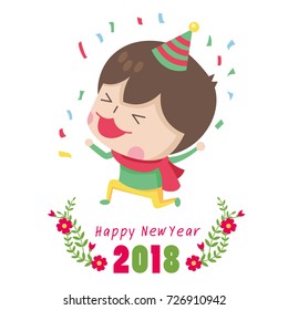 Hand drawn vector floral wreath, Happy New Year and Merry Christmas Card, illustration