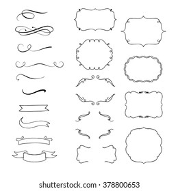 Hand Drawn Vector Flourishes, Brackets, Frames, Banners. Design elements