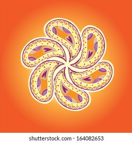 Hand drawn vector flower with colorful petals. Beautiful element for your design