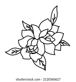 Handgezeichnete Vektorblumenzeichnung. Dekorative Elemente für Design. Einzeln auf weißem Hintergrund. Ornament für Stickereien, Postkarten und Einladungen