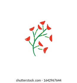 Hand drawn vector flower flat vector icon isolated on a white background.