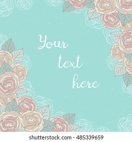 Hand drawn vector flowers frame