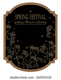 Hand drawn vector flowers ,stems and leaves coming from the bottom of the frame.
Floral collection for greeting card, wedding, valentine's day and spring season