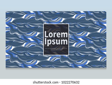 Hand drawn vector fluid shape illustration. Abstract geometric line pattern. Business brochure cover for placards, posters, brochures, banners and covers. -stock vector