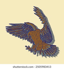 hand drawn vector flying eagle