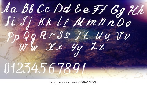 Hand drawn vector font with beautiful abstract background hand lettering for design