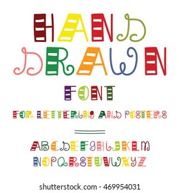 Hand drawn vector font. Handwriting Alphabets. Doodle comic font for your design. Doodle Hipster letters collection 