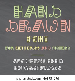 Hand drawn vector font. Handwriting Alphabets. Doodle comic font for your design. Doodle Hipster letters collection 