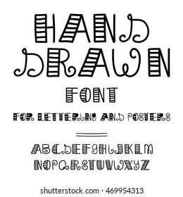 Hand drawn vector font. Handwriting Alphabets. Doodle comic font for your design. Doodle Hipster letters collection 