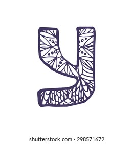 Hand drawn vector font. Letter Y
