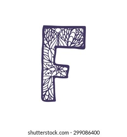 Hand drawn vector font. Letter F