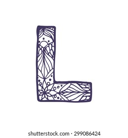 Hand drawn vector font. Letter L