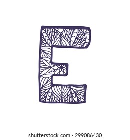 Hand drawn vector font. Letter E