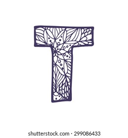 Hand drawn vector font. Letter T