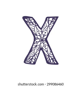 Hand drawn vector font. Letter X