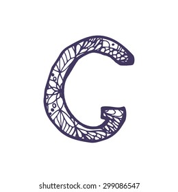 Hand drawn vector font. Letter G
