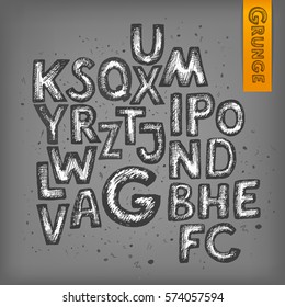 Hand Drawn Vector Font. Realistic Ink Drawn Style