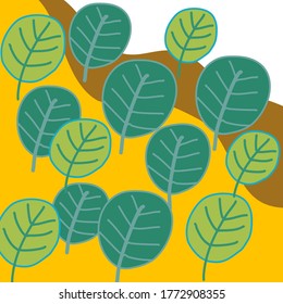 hand drawn vector of forest on mountain 