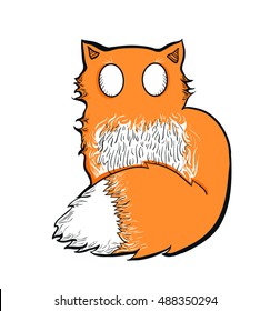 hand drawn vector fox cartoon 