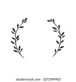 Hand drawn vector frame. Floral wreath with leaves for wedding and holiday. Decorative elements for design. Isolated