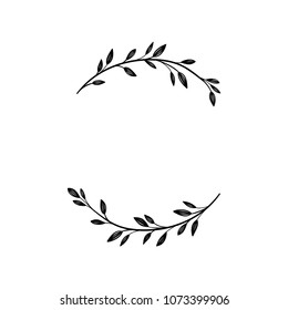 Hand drawn vector frame. Floral wreath with leaves for wedding and holiday. Decorative elements for design. Isolated