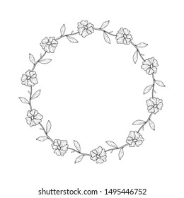 Hand Drawn Vector Frame Floral Wreath Stock Vector (Royalty Free