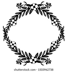 Hand drawn vector frame. Floral wreath with leaves for wedding and holiday. Decorative elements for design. Isolated