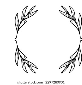 Hand drawn vector frame. Floral wreath with leaves for wedding and holiday. Decorative elements for design.circle flower
