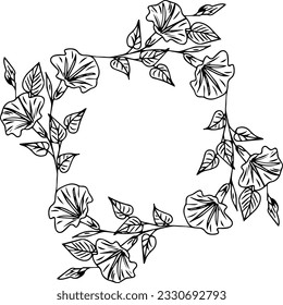 Hand drawn vector frame. Floral wreath with leaves for wedding and holiday. Decorative elements for design. Isolated