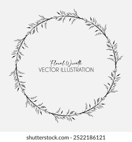 Marco de Vector dibujado a mano. Corona floral para su texto. Elementos decorativos para el diseño. Antiguas y estilos rústicos
