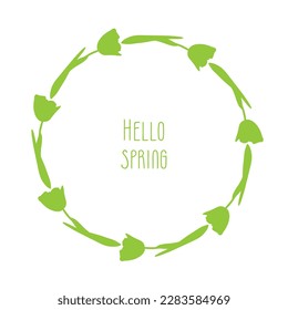 Hand drawn vector frame of spring tulips