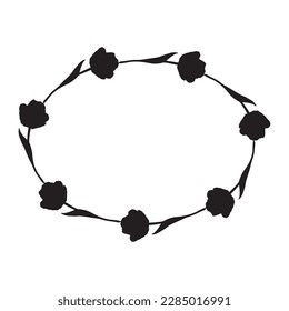 Hand drawn vector frame of spring tulips