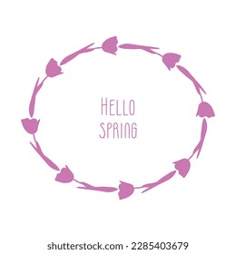 Hand drawn vector frame of spring tulips