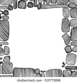 Hand drawn vector frame of stones
