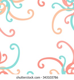 Hand drawn vector frame with wonderful curls