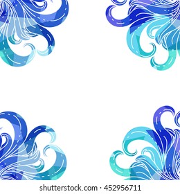Hand drawn vector frame with wonderful curls
