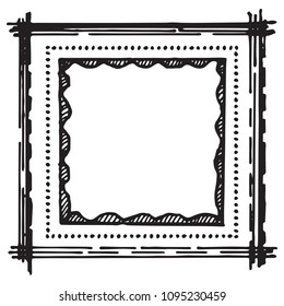 Hand drawn vector frames. Cartoon style vector doodles. Pencil effect isolated borders
