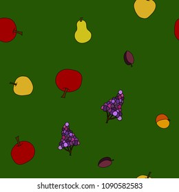 hand drawn vector fruit seamless pattern