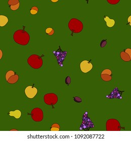 hand drawn vector fruit seamless pattern