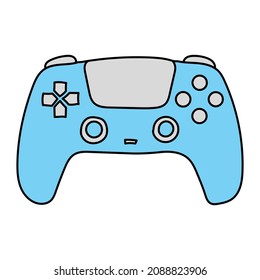Hand drawn vector gamepad in doodle style, isolated on white background.