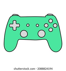 Hand drawn vector gamepad in doodle style, isolated on white background.