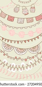 Hand Drawn Vector Garlands and Bunting Flags