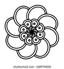 Mandala geométrica y floral dibujada a mano. Perfecto para la página de color anti estrés, tarjeta, patrón, impresión textil, plantilla de tatuaje.