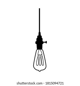 Lámpara de loft geométrica de vector dibujado a mano. lámpara de bombilla en boceto moderno para la recogida. vector de estilo de línea