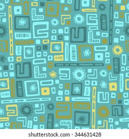 Hand drawn vector geometric seamless abstract pattern.
