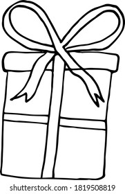 Hand drawn vector gift with ribbon