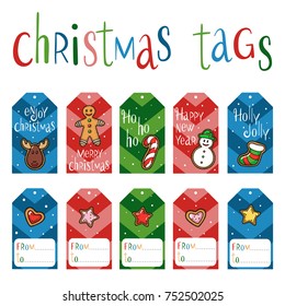 Hand drawn vector gingerbread gift tags