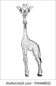 Hand drawn vector giraffe isolated on white background.