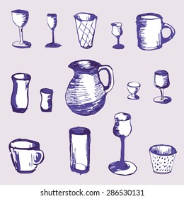 Hand drawn vector glasses set